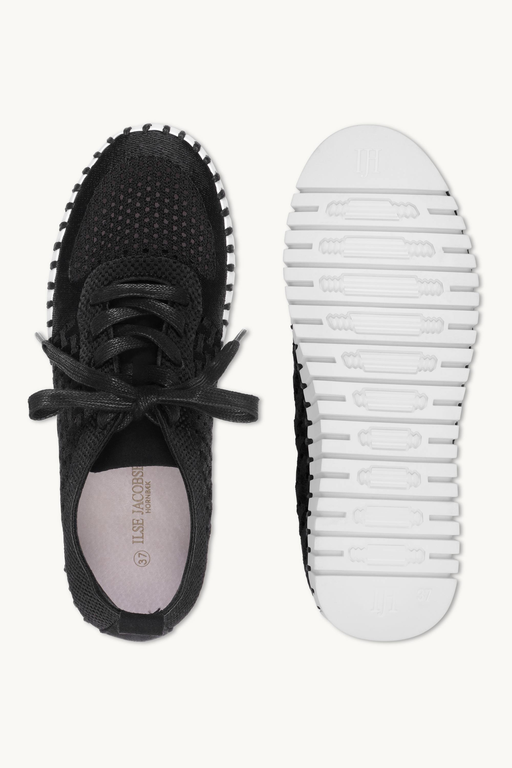 Tulip Sko Med Snørebånd - Black White