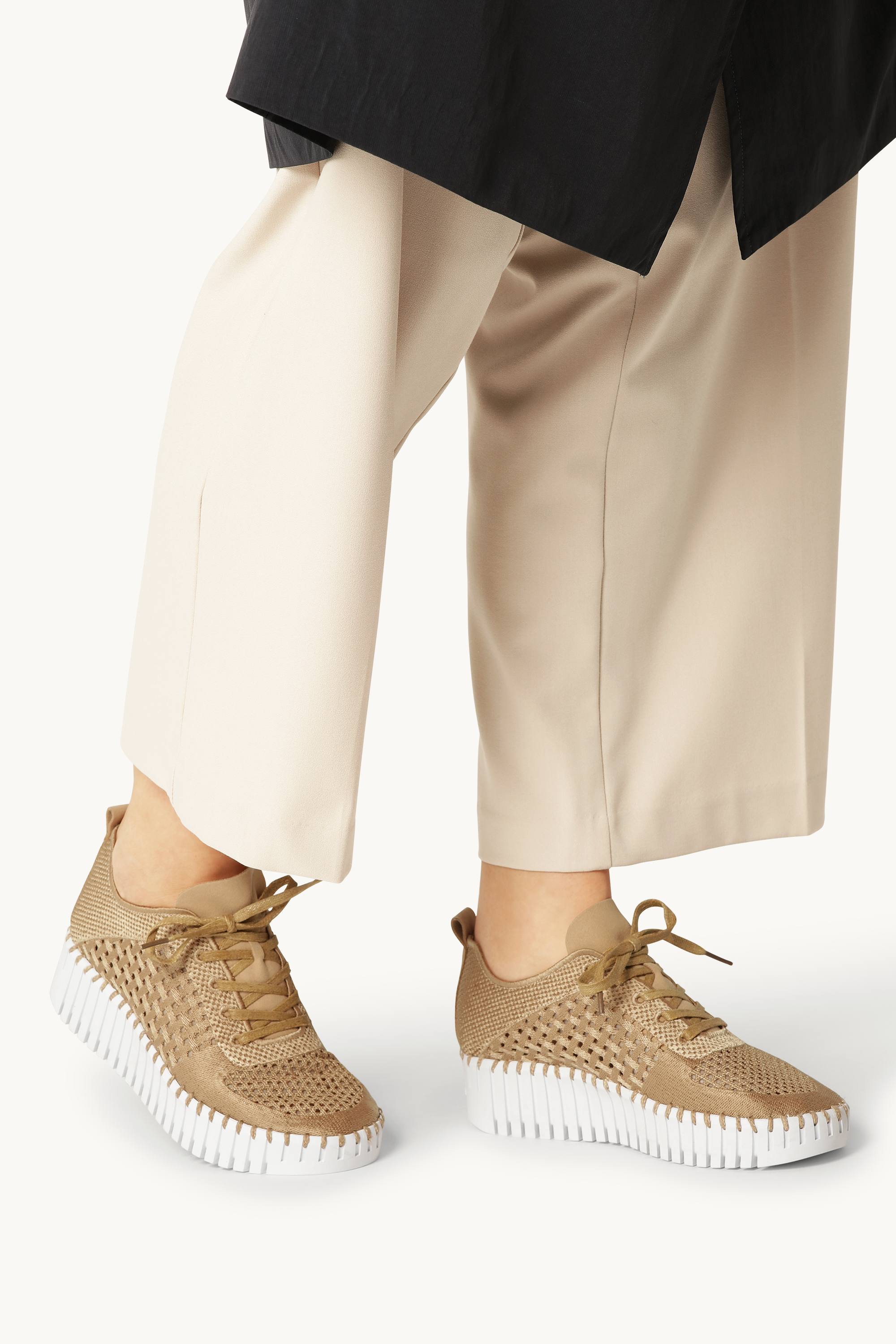 Tulip Sko Med Snørebånd - Latte White